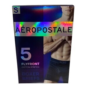Aeropostale Boxer Briefs Mens Small 5 Pack Cotton Stretch Fly Front New